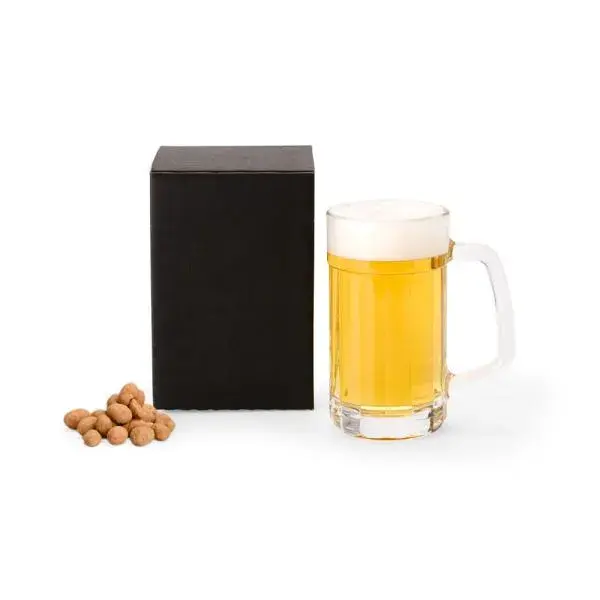 Caneca americana para cerveja e chopp 340 ml personalizada em vidro transparente com logo corporativa gravada, ideal para bri