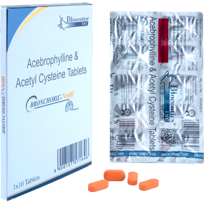 BRONCHORIL-N600 Acebrophylline and Acetyl Cysteine Tablets.