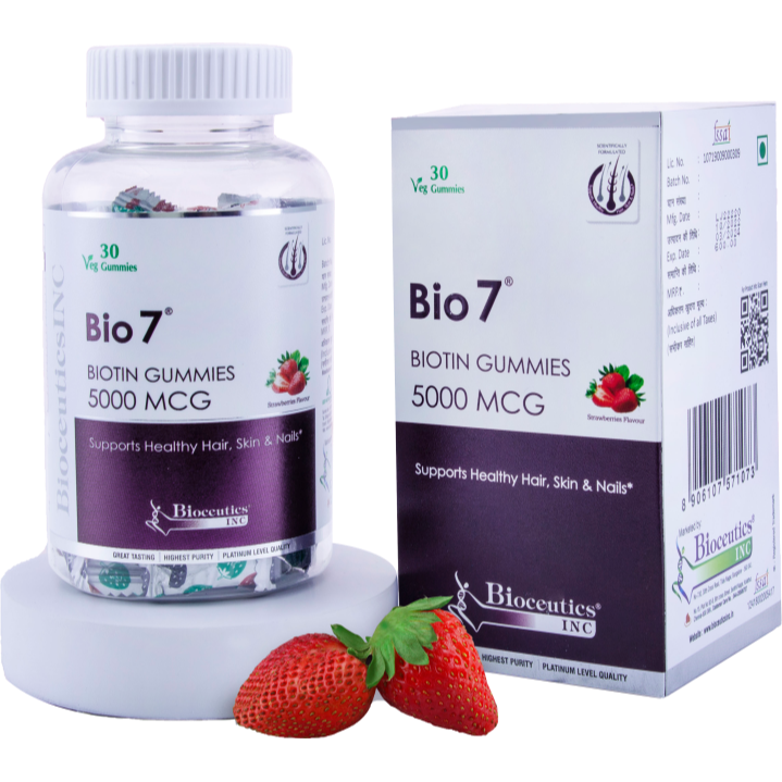 Bio 7 Biotin Gummies 5000 mcg bottle and box