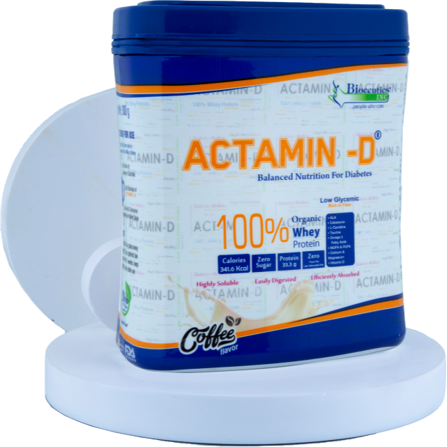 ACTAMIN D coffee flavor 100% organic whey protein container