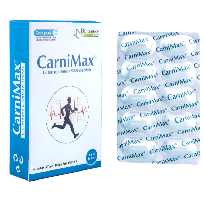 CarniMax nutritional supplement box and blister pack