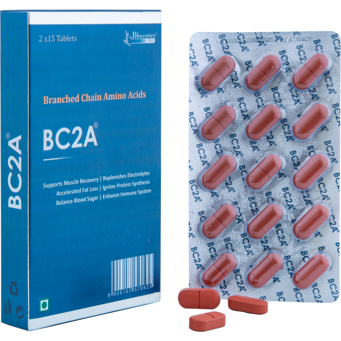 BC2A Branched Chain Amino Acids box and blister pack