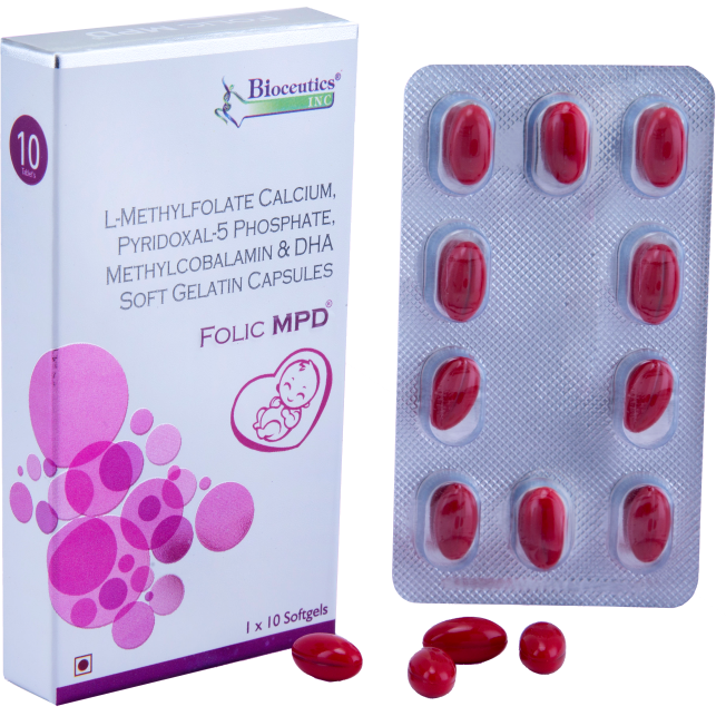 FOLIC MPD soft gelatin capsules box and blister pack