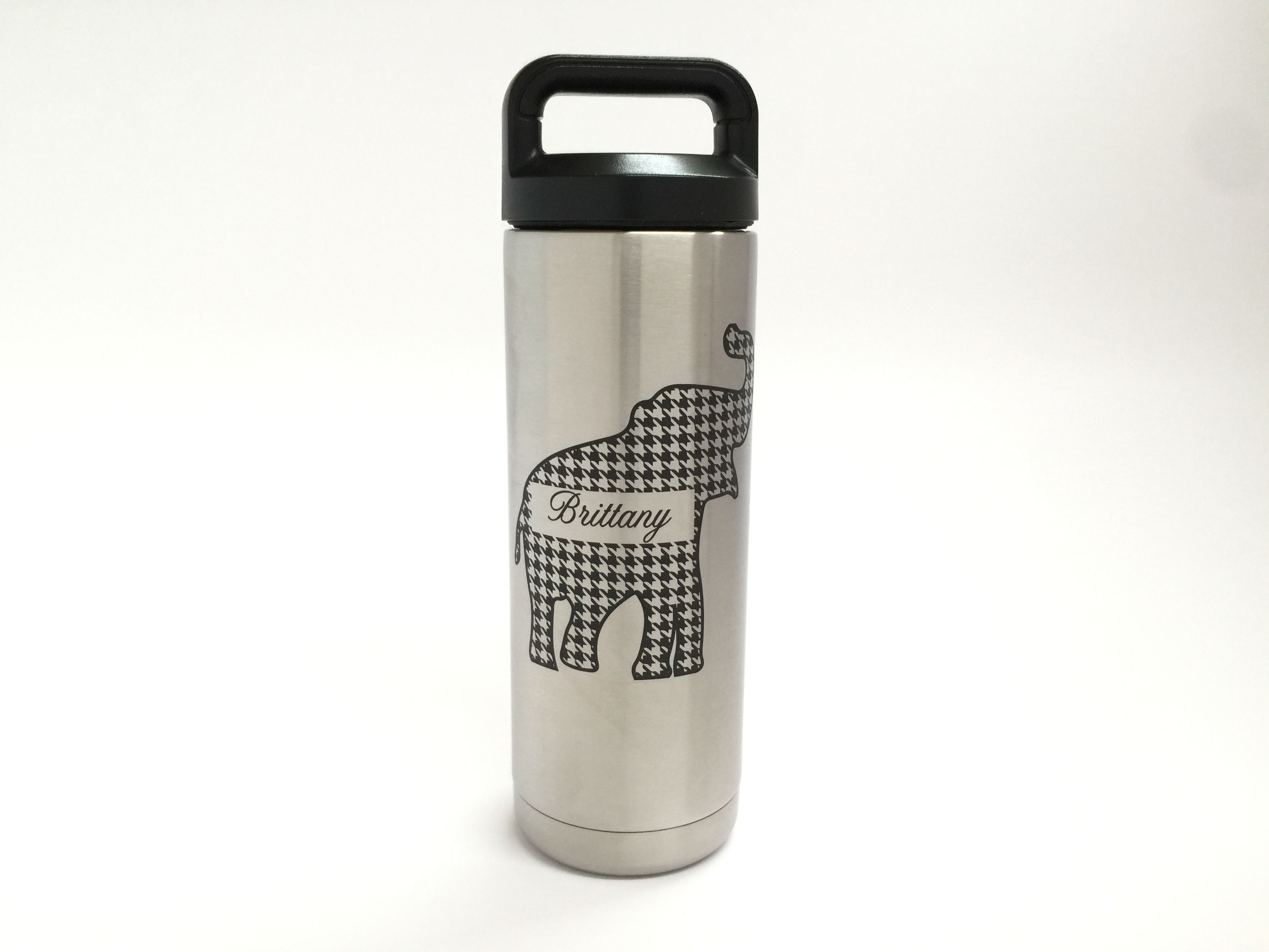 Houndstooth Elephant Personalized YETI Rambler Colster, Tumbler or Water Bottle