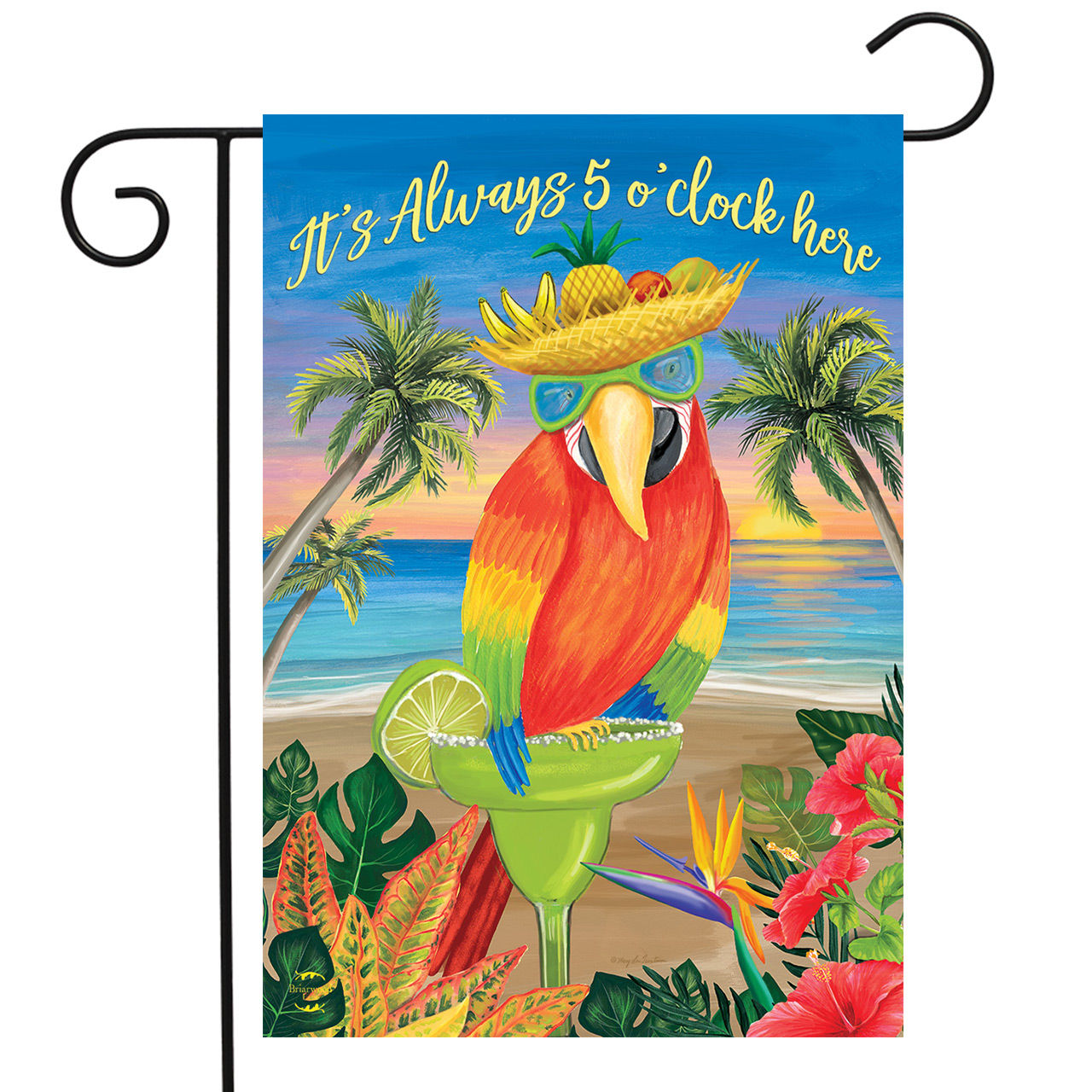 Always 5 O'Clock Here Parrot Garden Flag