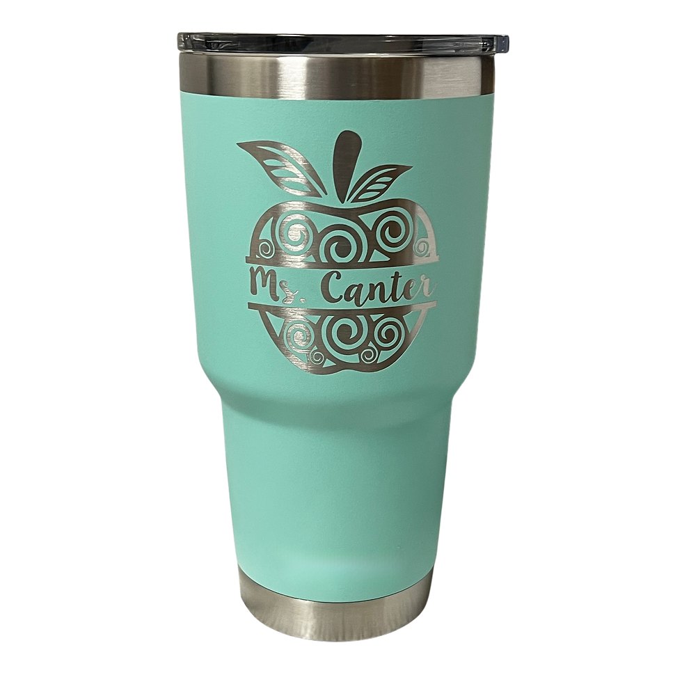 Teacher Apple with Split Name Design Custom Engraved on YETI