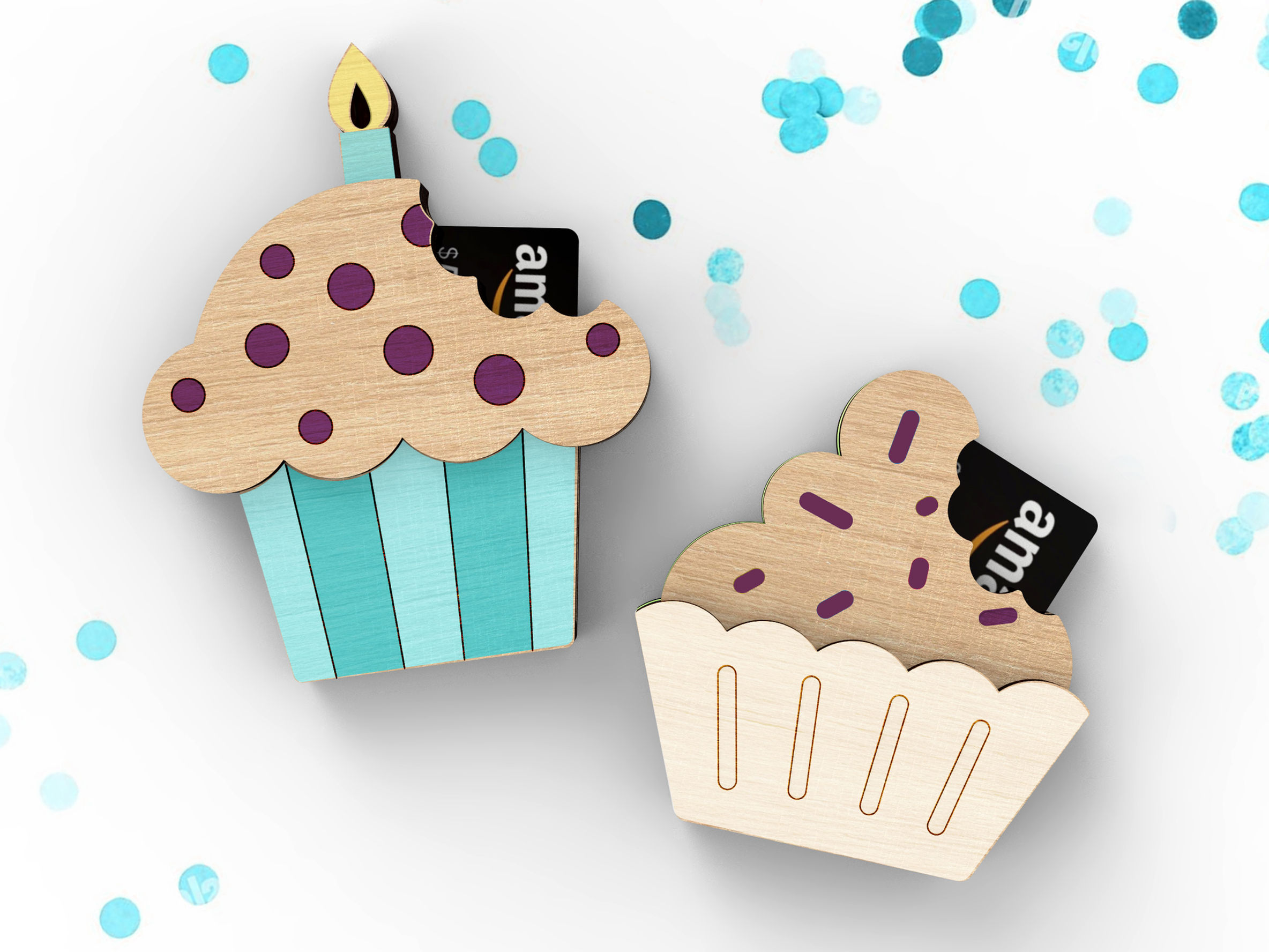 Personalized Wooden Cupcake Gift Card Holder Handcrafted in the USA|