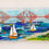 Thumbnail: The Regatta Fused Glass Picture Close-Up Front View