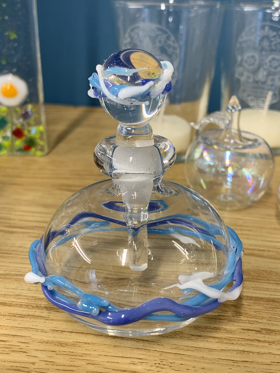 Blue Stripped Perfume Bottle Front View