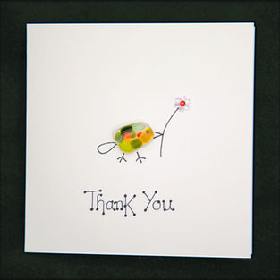 fused glass bird thank you card
