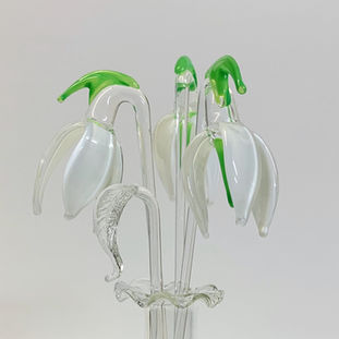 front view snow drop glass flower set