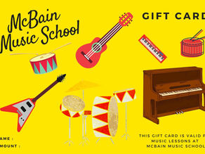 Are you looking for a gift? McBain Music School has gift vouchers available.