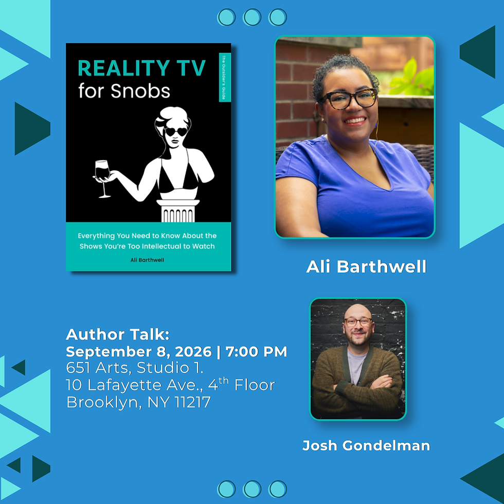 Book Launch: "Reality TV for Snobs" with Ali Barthwell & Josh Gondelman