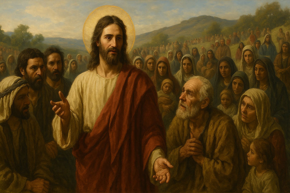 Jesus compadece-se das multidões e envia os discípulos para curar e anunciar o Reino, conforme Mateus 9,35–10,1.6-8.