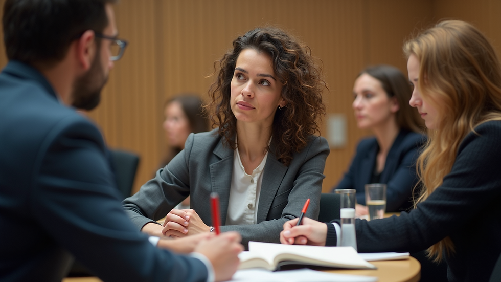 Eye-level view of a writer at a conference, engaged in a workshop