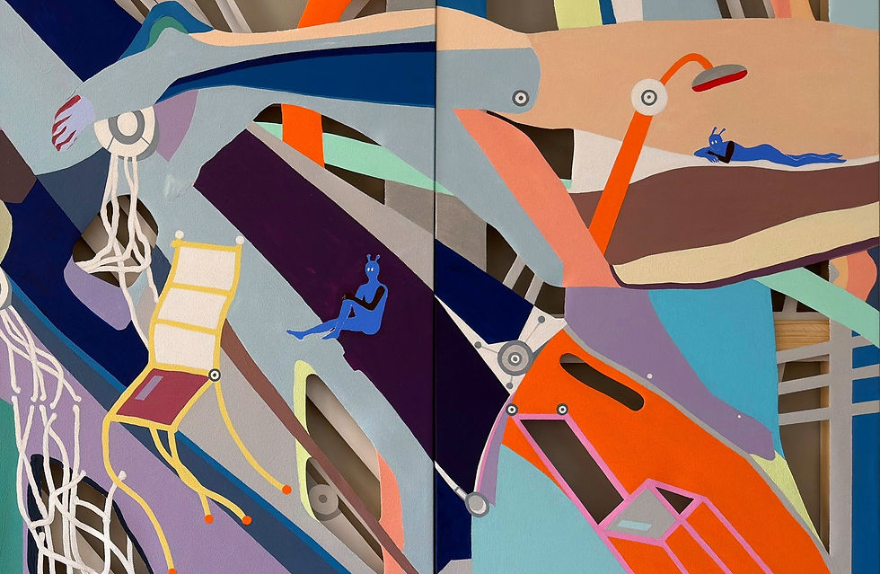 Amplitudes (detail), 2026, Acrylic on Canvas, 40 × 80 in | 101.6 × 203.2 cm, Zelene Jiang Schlosberg