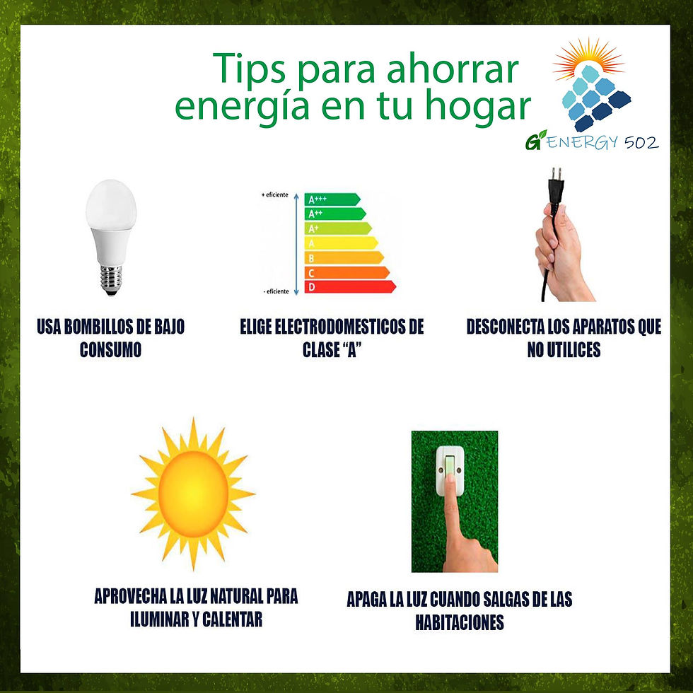 Tips de ahorro que puedes implementar en tu hogar para ahorrar más energía. ☀️♻️