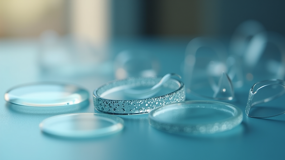 Close-up view of specialized contact lenses for keratoconus treatment