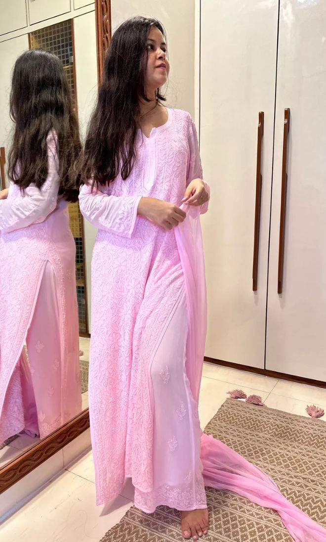 Thumbnail: Premium viscose sets Kurti with inner, palazzo and dupatta set 