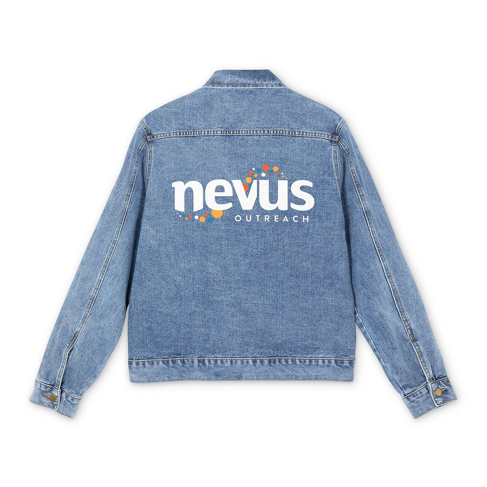 Thumbnail: Men's Denim Jacket — Nevus Logo Back Graphic