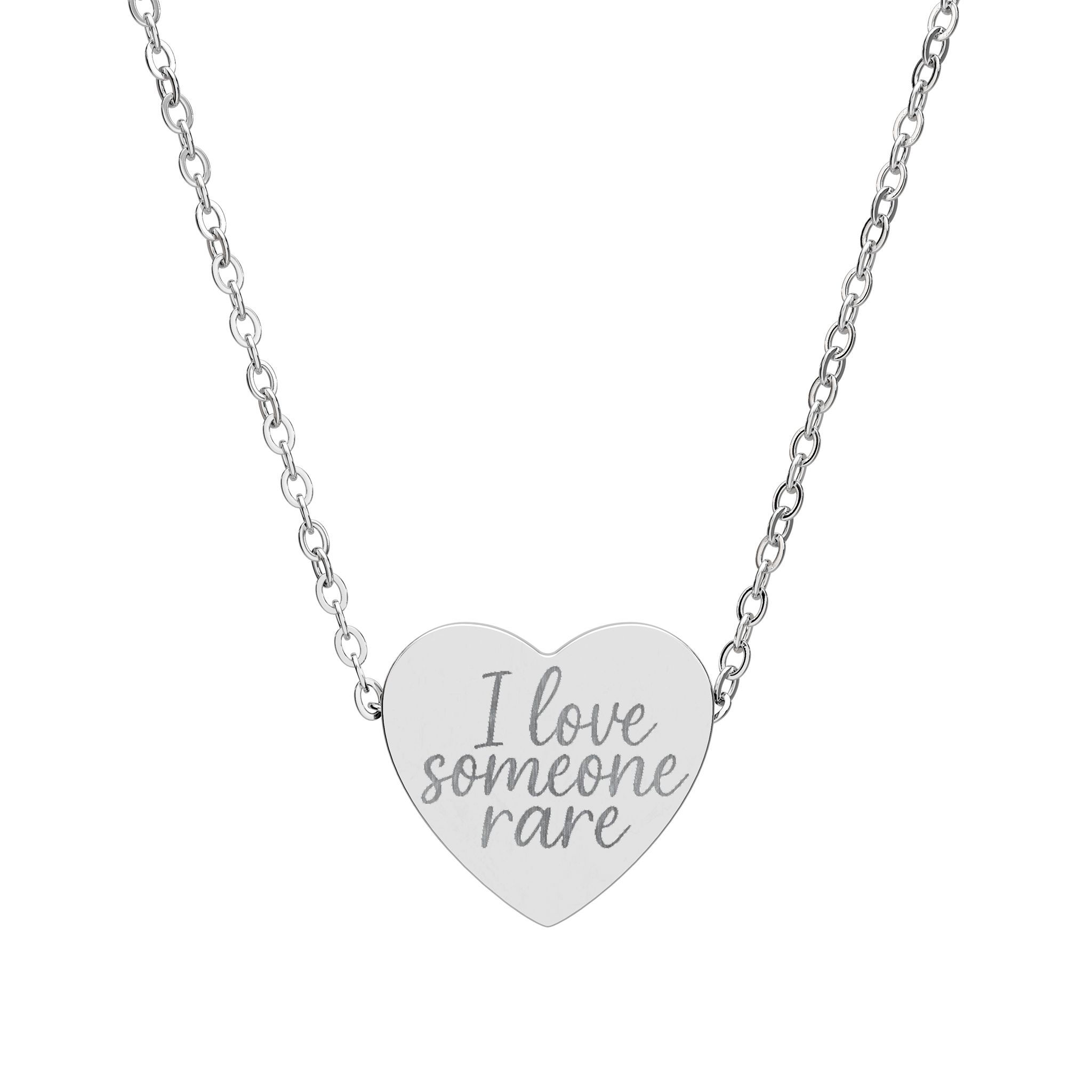 Engraved Heart Necklace "I Love Someone Rare"