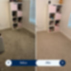 Before and after carpet cleaning Utah in a bedroom.