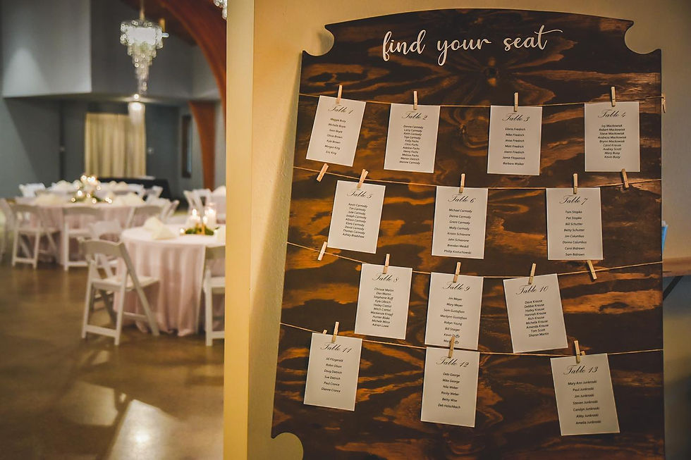 Thumbnail: Find Your Seat | Spruce St. Rentals | Wedding Décor Rentals | Shelbyville, IL