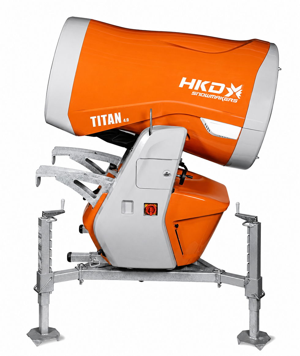 HKD TITAN 4.0 fan snowgun on its support frame.