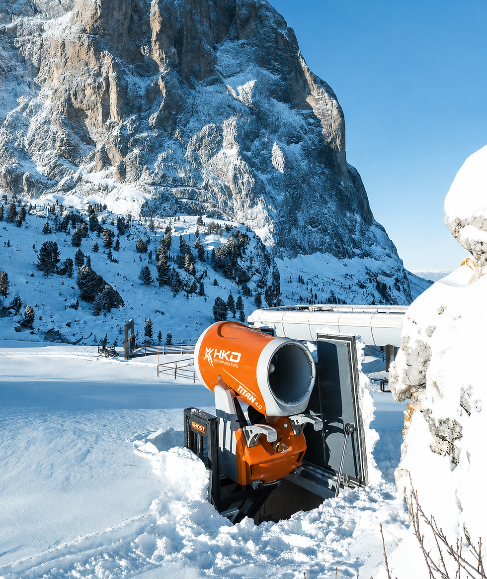 The Ghost snowgun installed beside a ski slope.