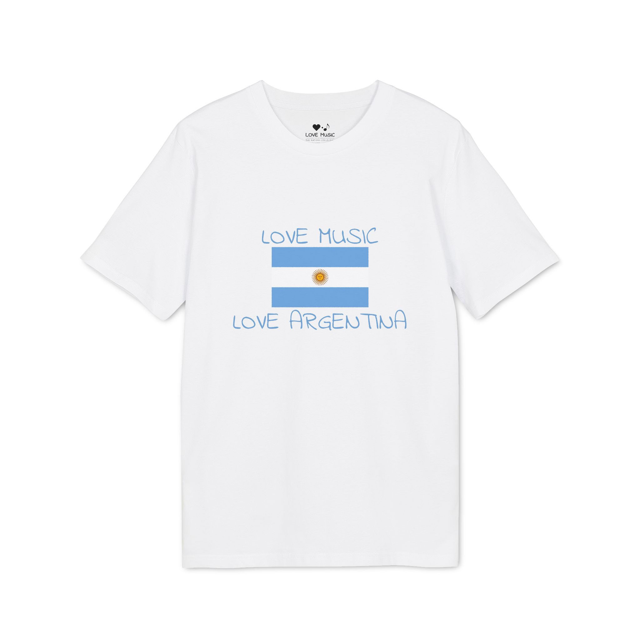 Argentina Flag Music T-Shirt "Love Music Love Argentina" Graphic Tee