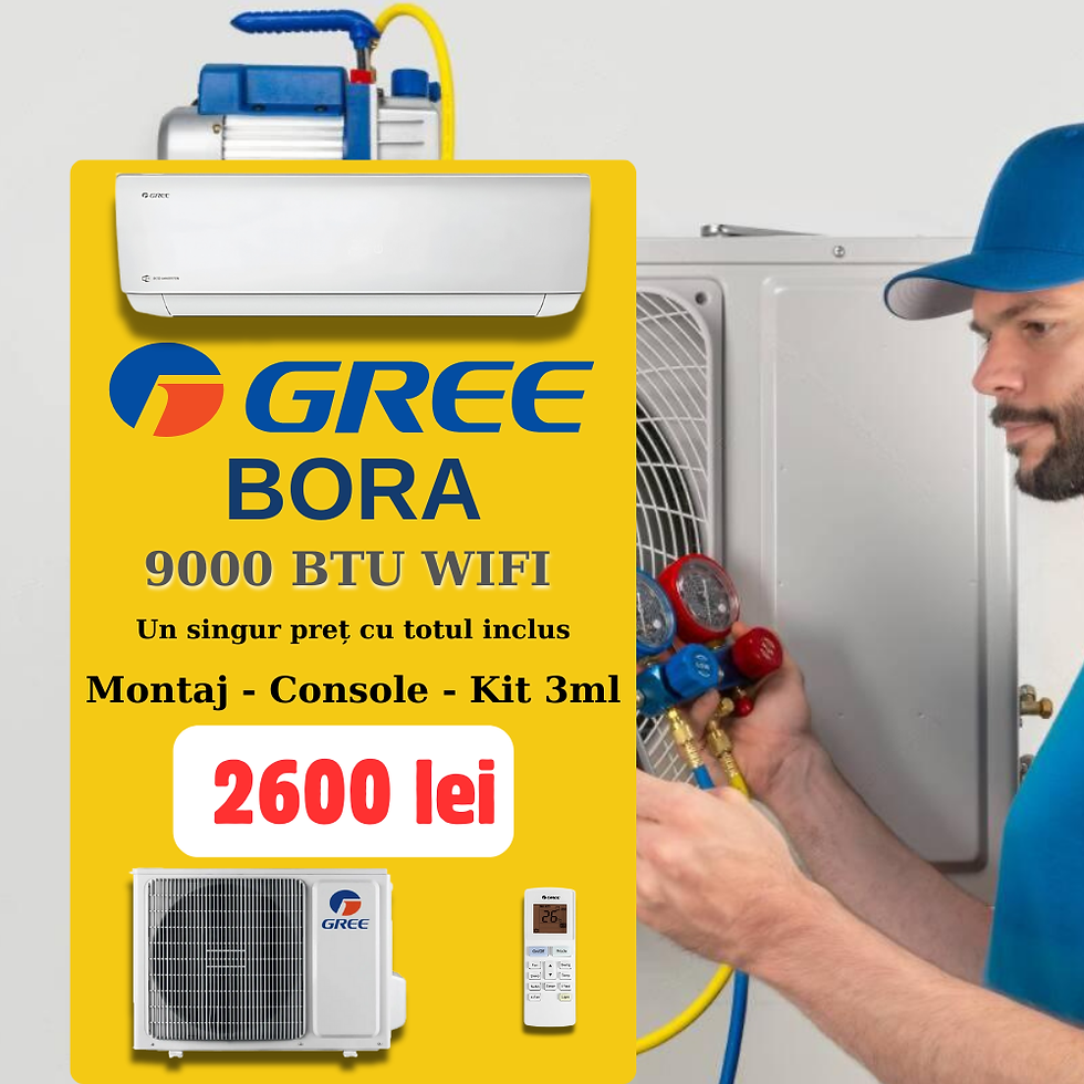 Oferta aer conditionat Gree Bora A4 Silver GWH09AAAXB-K6DNA4A 9000 BTU cu Montaj