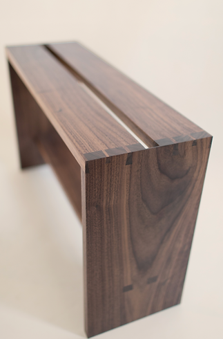 Walnut bench with handcut joinery