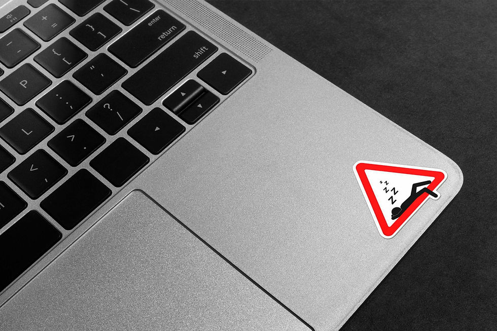 Thumbnail: sleep mode warning sticker on laptop