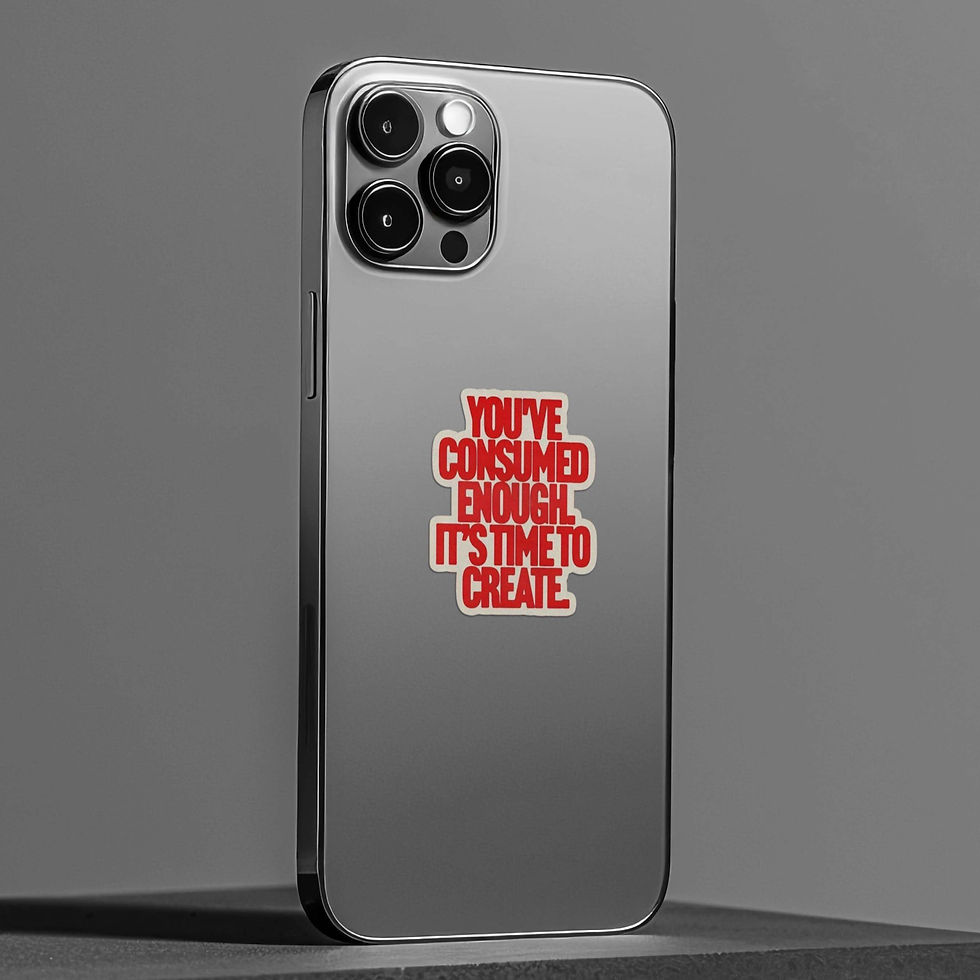 you've consumed enough it's time to create motivational quote sticker in bold red text