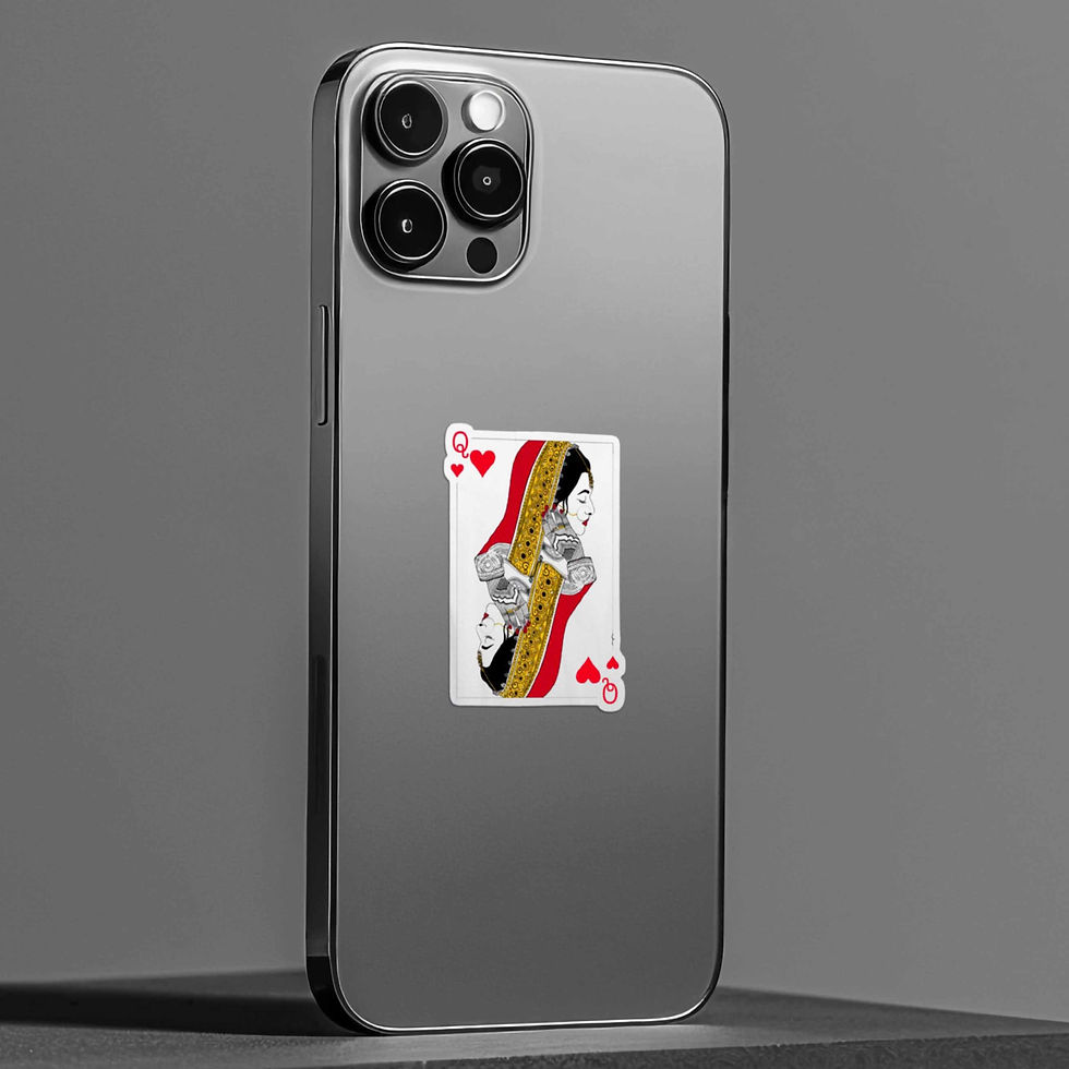 queen of hearts sticker on mobile
