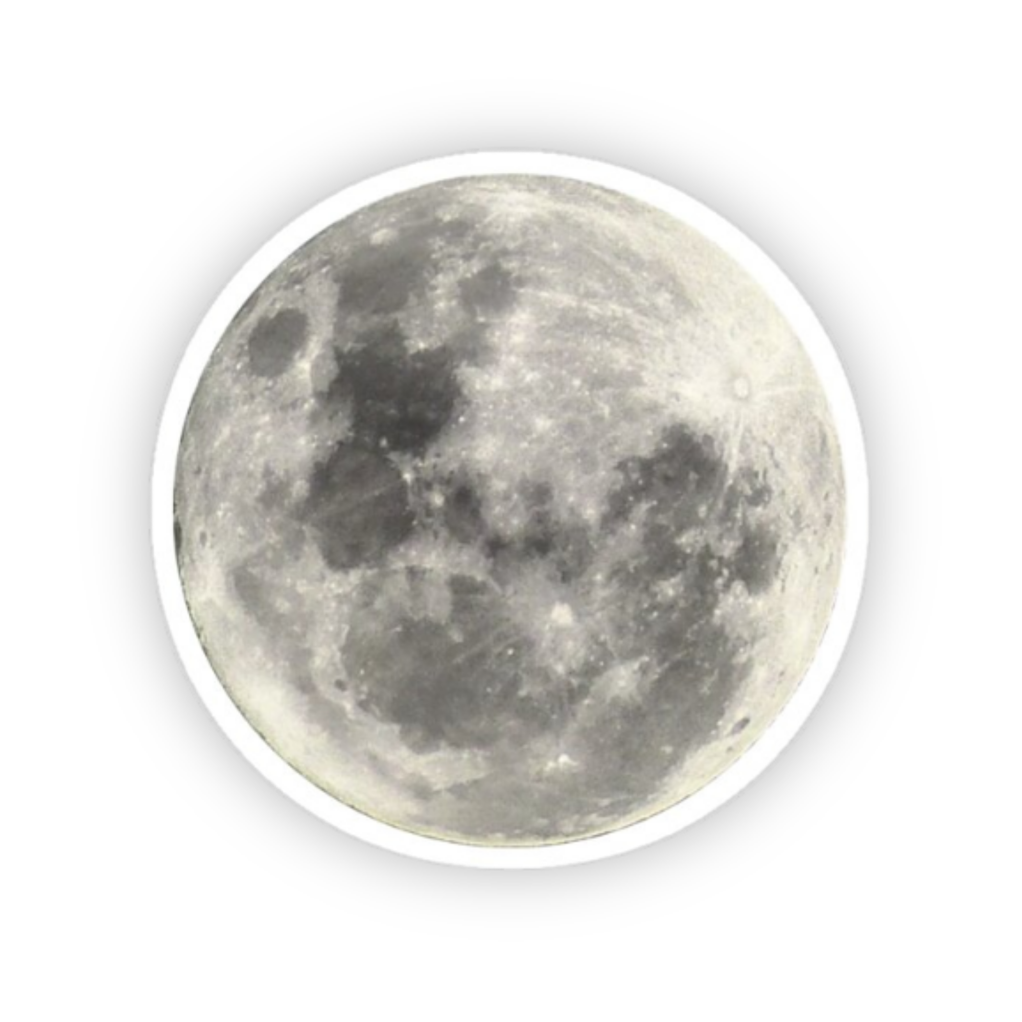 Realistic full moon vinyl sticker with detailed lunar surface design for laptops and water bottles