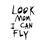 Thumbnail: look mom i can fly sticker black and white