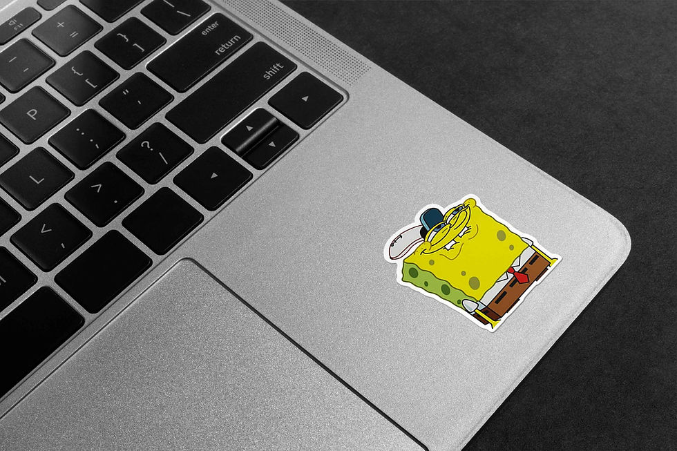 Thumbnail: spongebob sticker on laptop closeup
