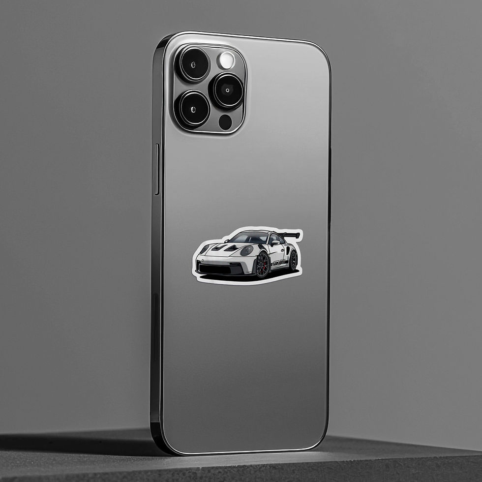 Porsche GT3 RS supercar vinyl sticker on mobile