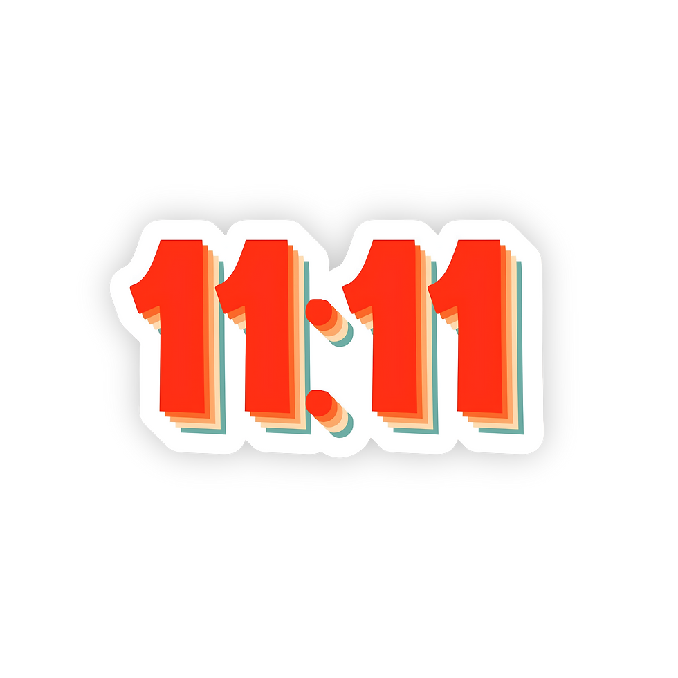 1111 angel number aesthetic sticker with retro layered design