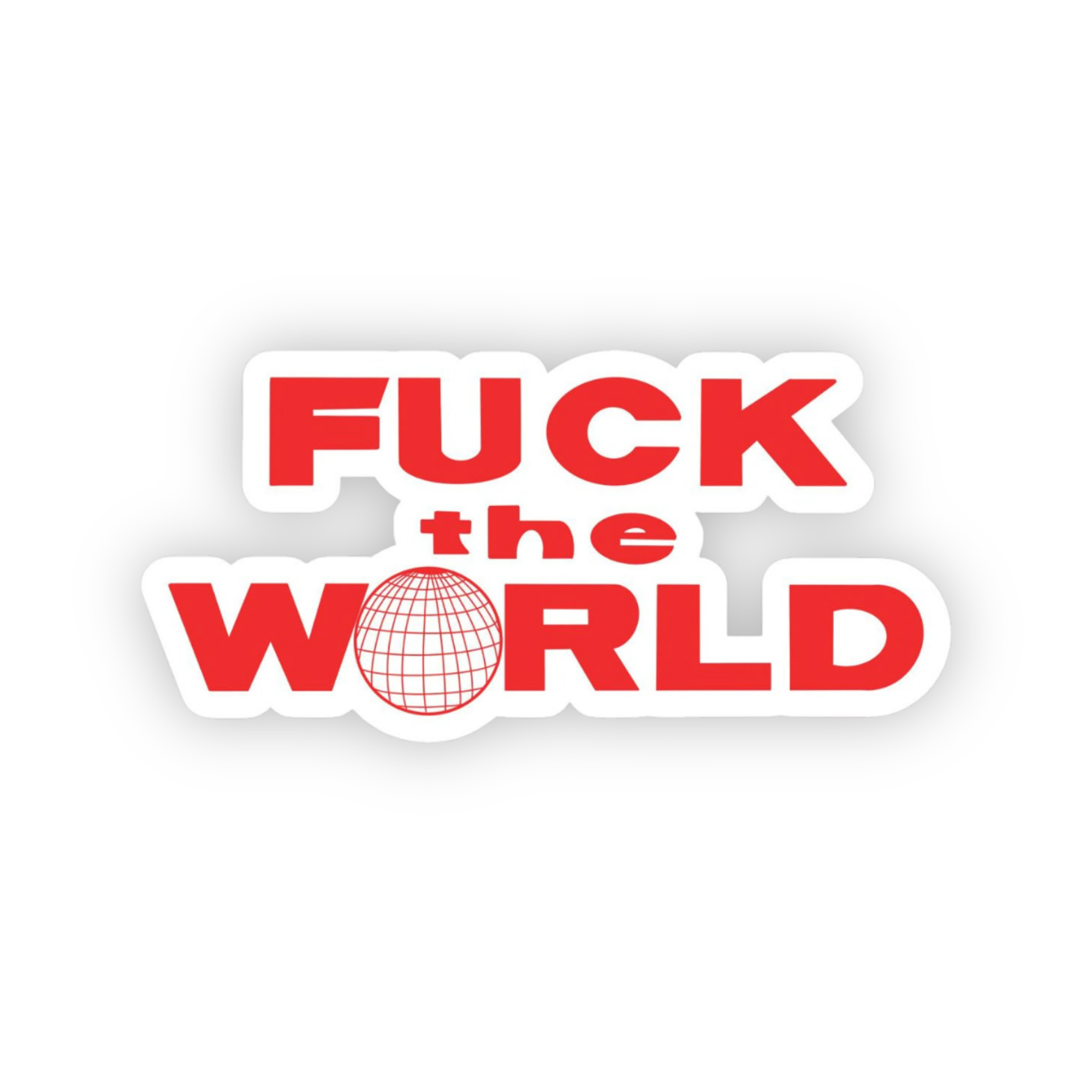 fuck the world sticker in red