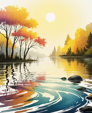 HUge ripples in the foreground of a huge lake in autumn