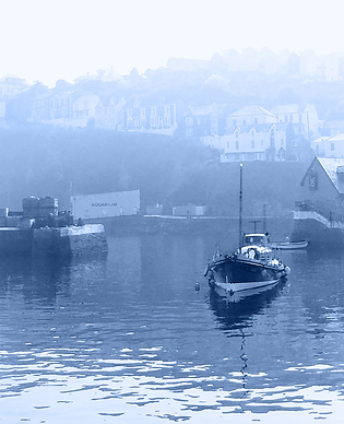 Mevagissey, atmospheric boats in blue tones