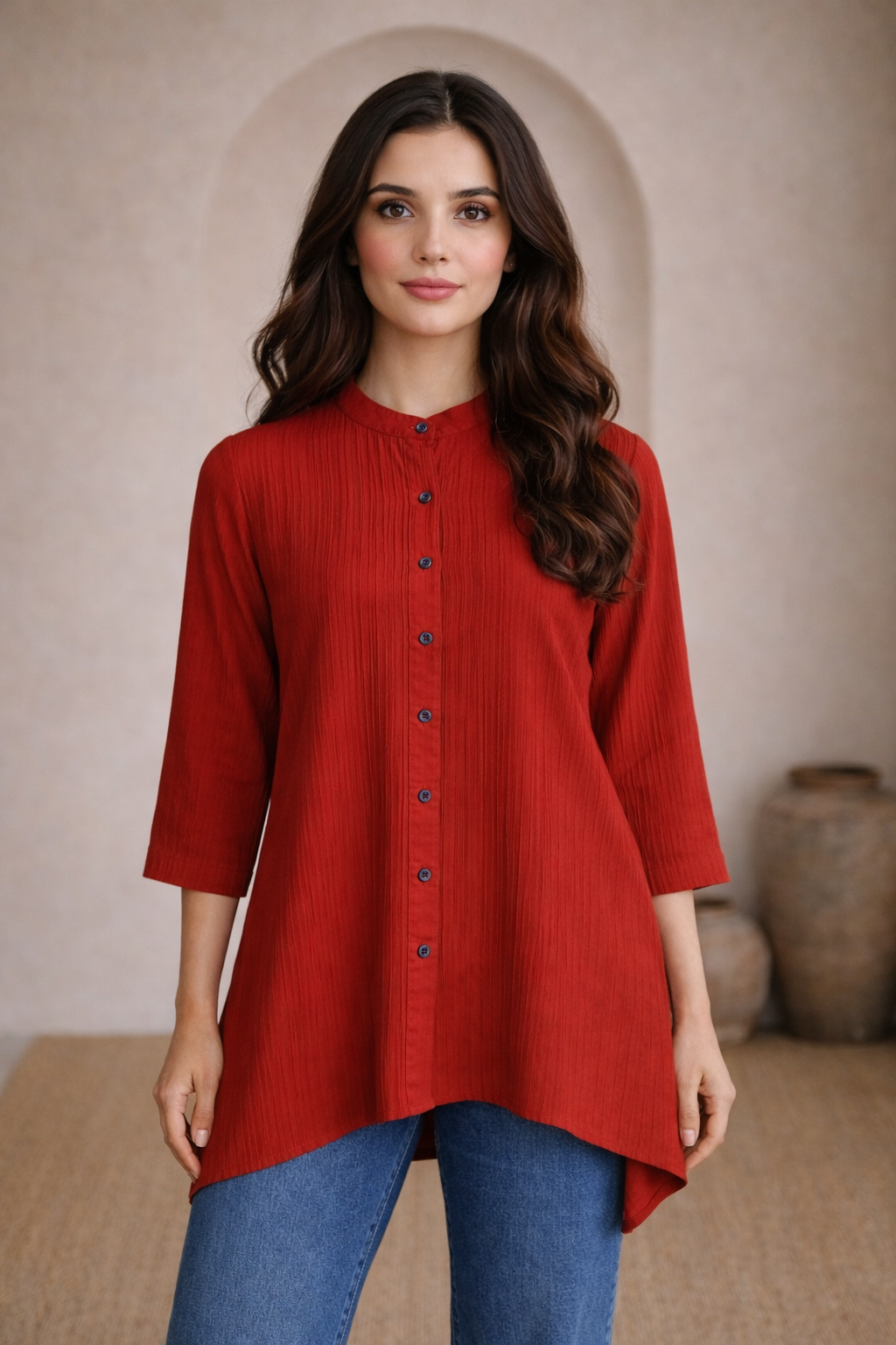 Pintucks Pure Chanderi Shirt
