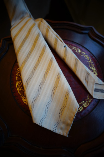 100％ SILK Jacquard Wave Stripe pattern 7fold tie Mod MIMI 100