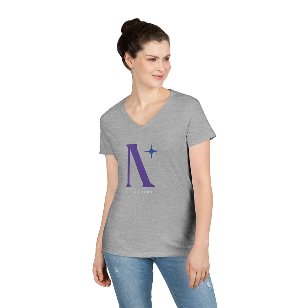 Thumbnail: "The Nation" Women's Jersey Short Sleeve V-Neck Tee