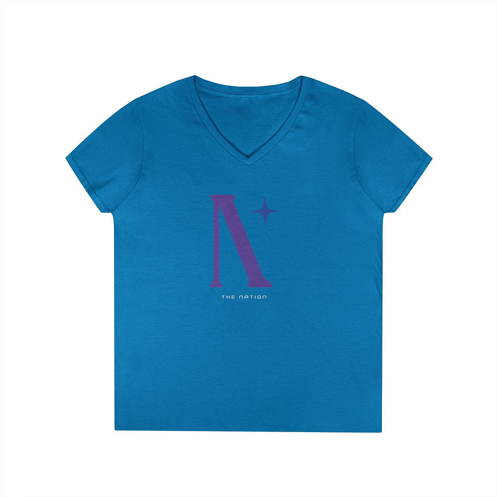 Thumbnail: "The Nation" Women's Jersey Short Sleeve V-Neck Tee