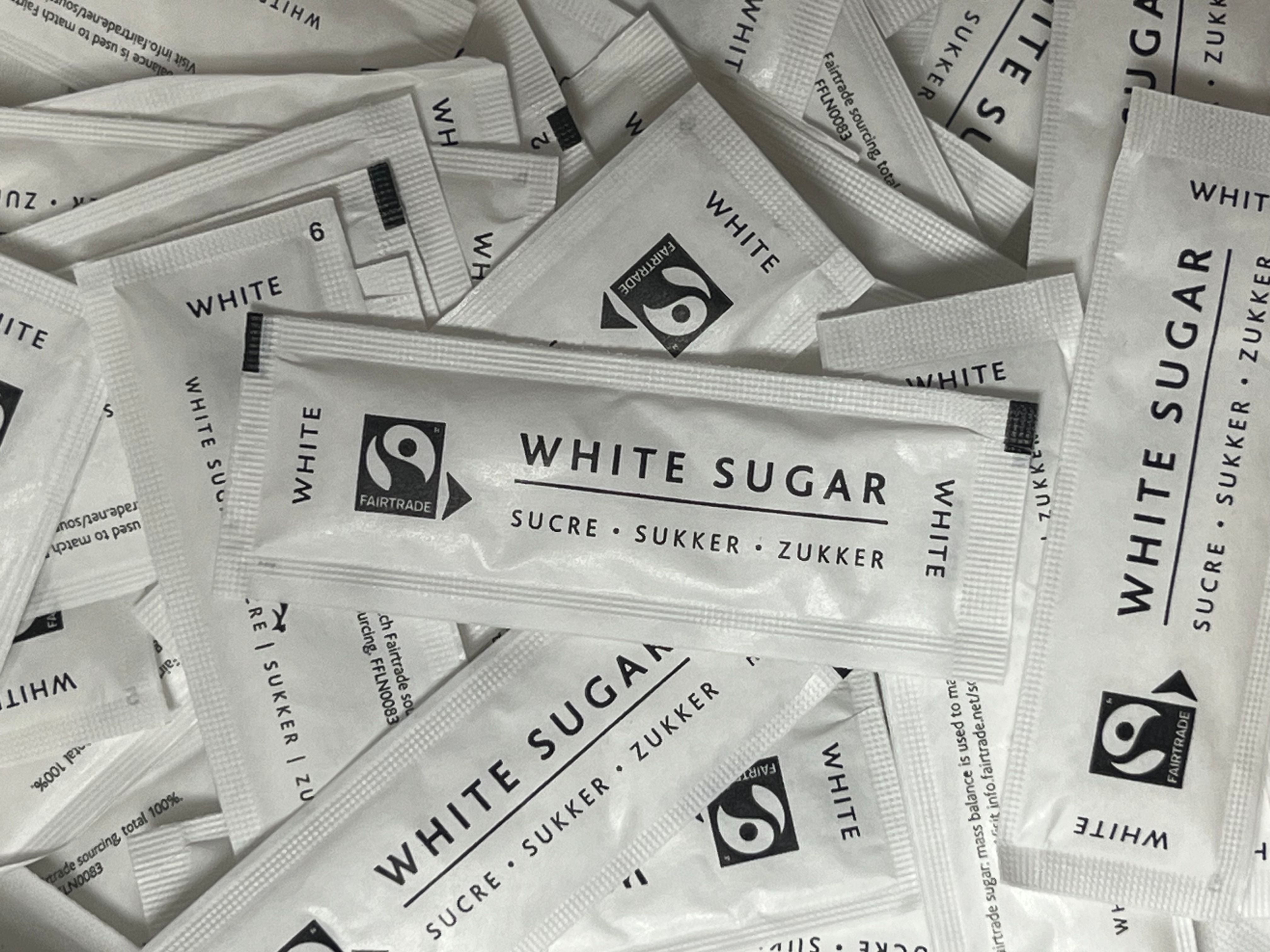 Fairtrade white sugar flatsticks - individual portions