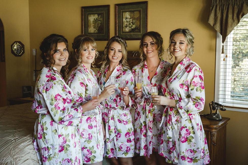 Bridal party makeup looks in pretty robes