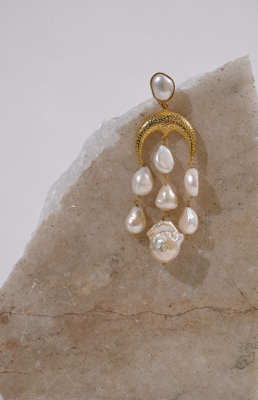 Thumbnail: Chaand earrings with dangling pearl- luxurious fashion statement jewelry